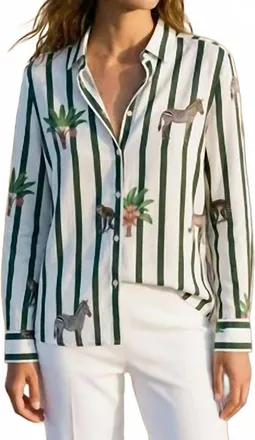 Vilagallo Safari Print Striped Shirt In Rayas Verde