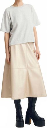M&eacute;lissa Nepton Terry Midi Flowy Skirt In Metallic Pearl