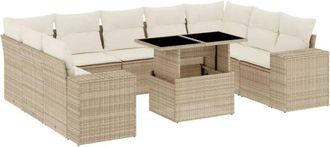 vidaXL Juego De Sof&aacute;s Jard&iacute;n Con Cojines Beige 10 Pzas Rat&aacute;n Sint&eacute;tico Vidaxl