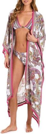 L'agence Kara Long Sleeve Cover-Up in White Multi at Nordstrom Rack
