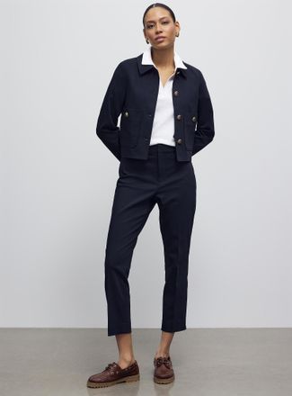 Contemporaine Womens Piped pockets structured pant Fit: Slim leg, high rise