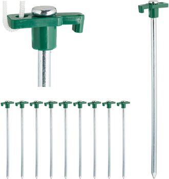 Relaxdays Set De 100 Piquetas Para Camping, Anclaje Para El Suelo, Estacas Para Tiendas De Campa&ntilde;a, Acero, 25cm, Verde - Relaxdays