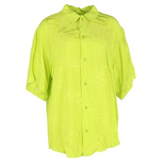 Balenciaga Balenciaga Handgeschreven Minimal Shirt in Neon Groene Viscose