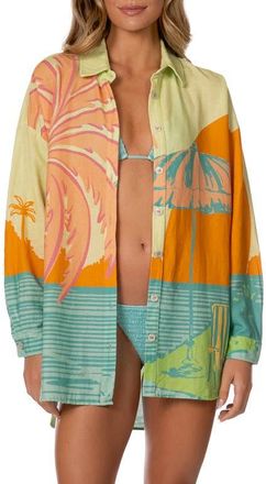 Maaji Pastel Mirage Dreambound Cover-Up Shirt in Open Green at Nordstrom, Size Medium