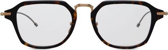 Thom Browne tortoiseshell rectangle-frame glasses - unisex - Acetate/Titanium - 52