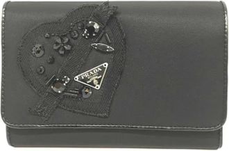 Prada Pre-owned Wallets, female, Black, Size: ONE SIZE Pre-owned Canvas wallets