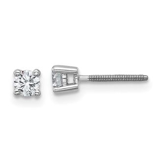 Diamond2Deal 14k White Gold 1/4 ct Round Lab Grown Diamond Stud Earrings Screw Back VS Clarity, D-E Color