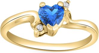 Pompeii3 1/3Ct Heart Shaped Blue Sapphire & Diamond Ring in White, Yellow, or Rose Gold
