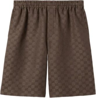 Gucci Casual Shorts, male, Brown, Size: XL Short Pant Linen Blend GG Canvas