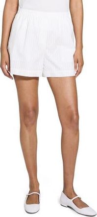 Theory Stripe Cotton Boxers Shorts in White at Nordstrom Rack, Size Petite