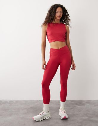 Sweaty Betty All Day - Leggings avvolgenti in vita alla caviglia rossi-Rosso