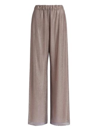 Alberta Ferretti Wide-Leg Pants with Elastic Waistband and Sheer Fabric