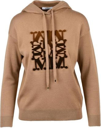 Max Mara Taddeo Gebreide Sweater - Dames - Ronde hals truien - Bruin - XS - Wol - Truien & Vesten