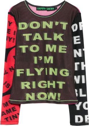 Chopova Lowena Dont Talk To Me mesh top - Black