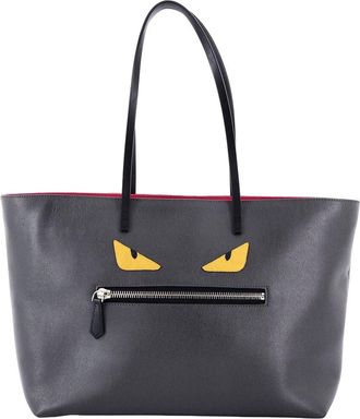 Fendi Fendi Grey Sheep Leather Monster Roll Tote Medium (Authentic Pre-Loved)