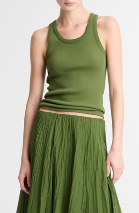 Vince Scoop Neck Rib Tank in Herb at Nordstrom, Size X-Large