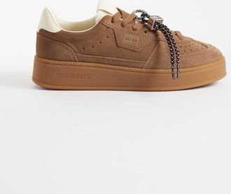 Tommy Jeans Greenwich Max - Sneakers in vero camoscio color cuoio-Marrone
