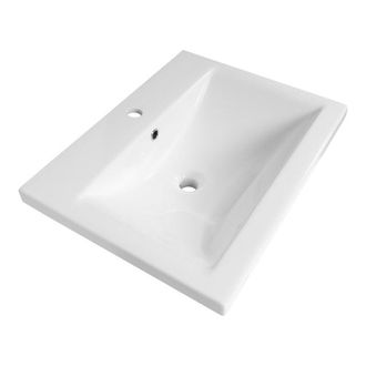 Saniclass Bari Meubelwastafel - 60x47x3.5cm - overloop - 1 wasbak - 1 kraangat - keramiek - wit