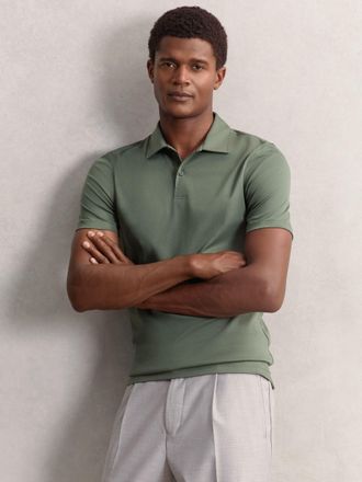 Reiss Kale Green Air-water Cotton Polo Shirt, XS
