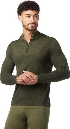 Smartwool Mens Intraknit Thermal Max Merino Quarter-Zip Base Layer Top Green XXL