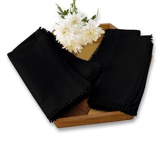 Solino Home Linen Dinner Napkins Set of 4, 20 x 20 Inch for Dining Table, Holiday and Everyday Table Decor - Maddie in Black at Nordstrom, Size Large