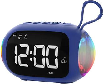 OEM Reloj Despertador Port&aacute;til, Radio Fm, Altavoces, Subwoofer Con Luz Que Cambia De Color Y Pantalla Regulable, Doble Alarma, Reproductor De M&uacute;sica