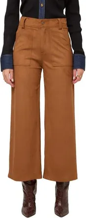 Fifteen Twenty Rylee Faux Suede Cropped Wide Leg Pants in Camel at Nordstrom, Size 10