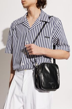 Dolce & Gabbana Leather Shoulder Bag, Mens, Black