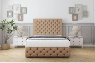 Comfort Beds Florida Dumfries Divan Set 2 Drawers-26 Headboard-Footboard in Light Brown | Size: Small Single
