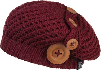 Chillouts Nelly Knit Beret Wooden Button Women´s (One Size - Bordeaux)