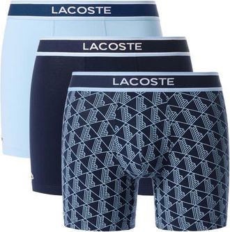 Lacoste Monogram Assorted 3-Pack Boxer Briefs in Navy Blue/Overview at Nordstrom, Size Medium