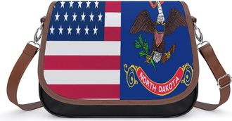 Generic Flag of U.S.A Crossbody Bags for Women Fashion Leather Shoulder Handbags With Adjustable Strap