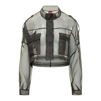 Pinko Longan Caban - Dames - Zomerjassen - Zwart - M - Organza - Jassen