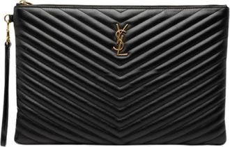 Saint Laurent Pre-owned Clutches, female, Black, Size: ONE SIZE Pre-owned Quilted Clutch