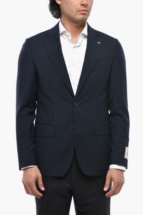 Corneliani CC COLLECTION Giacca a 2 Bottoni in Lana Vergine e Mohair con Tasche ad Aletta Corneliani