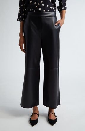 Max Mara Lucina Faux Leather Wide Leg Crop Pants in Black at Nordstrom, Size Medium