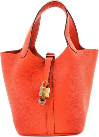 Herm&egrave;s Picotin Lock Bag Clemence PM bucket bag - Arancione