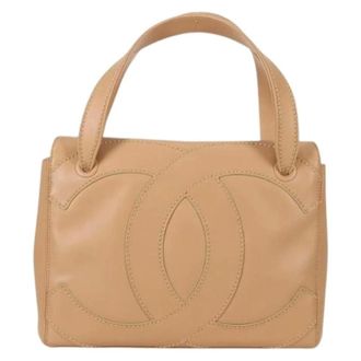 Chanel Pre-owned CC Stitch Tote - Dames - Pre-owned - Beige - Maat: ONE Size Leer