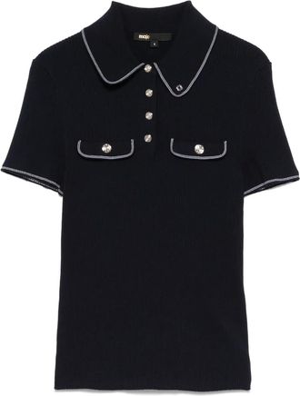 Maje Polo con orlo a contrasto - Blu