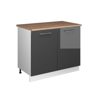 Vicco Mueble Bajo Para Fregadero Fame-line, Antracita Alto Brillo/blanco, 100 Cm, Et Roble, Vicco