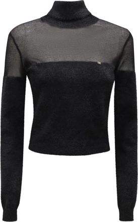 Elisabetta Franchi Dolcevita Cropped Sweater - Dames - Coltruien - Zwart - M - Katoen - Truien & Vesten