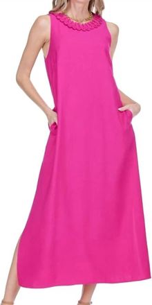 Jade Yoga Zig-Zag Trim Neck Dress In Berry