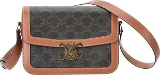 Celine Celine Classique Triomphe tas in bruin canvas en kalfsleer