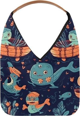 Generic Underwater World Animals Reusable Lightweight Grocery Bags - Foldable Into Compact Pouch, Washable & Sturdy, Multipurpose for Shopping and Travel