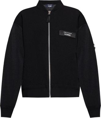 Comme Des Gar&ccedil;ons Zwarte Zip Jas met Logo Patch - Heren - Bomber jackets - Zwart - L - Jassen