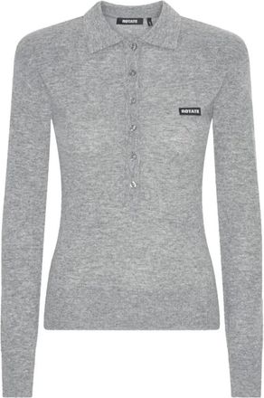 Rotate Polo Trui met Logo Patch - Dames - Polos - Grijs - M - Nylon - Tops