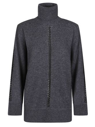 P.A.R.O.S.H. Grey Liller Turtle Neck Luxe Wool-Blend Turtleneck