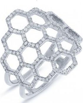 Allurez 0.47ct 14k White Gold Diamond Honeycomb Ring