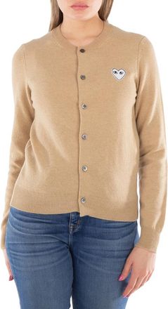 Comme Des Garçons Ladies Heart Logo Crewneck Cardigan, Brand Size X-Small