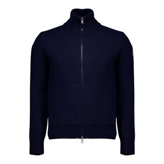 Moncler Cardigan Zip-Up in Lana e Cashmere - - Knitwear - Uomo - Blu - M